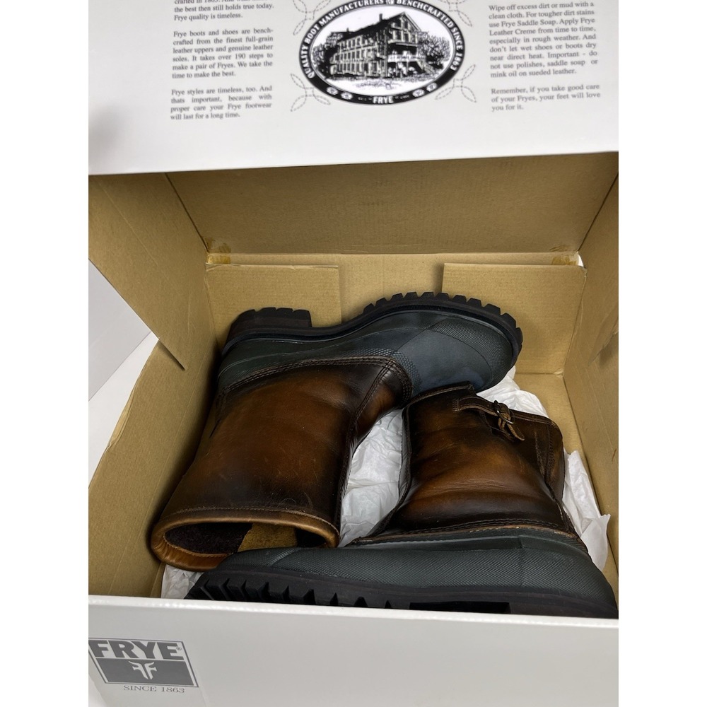 Frye Alaska Pull On Boots Men 7 Forest Multi Leather Rubber Duck Lug Waterproof - Picture 3 of 11